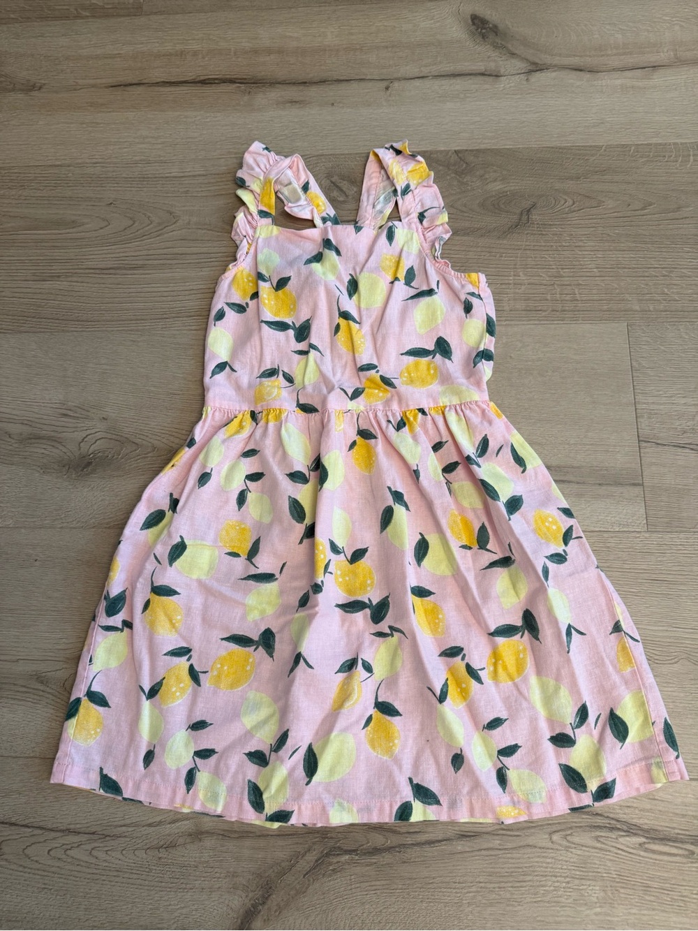 Carter's Pink Lemon Print Ruffle-Shoulder Dress